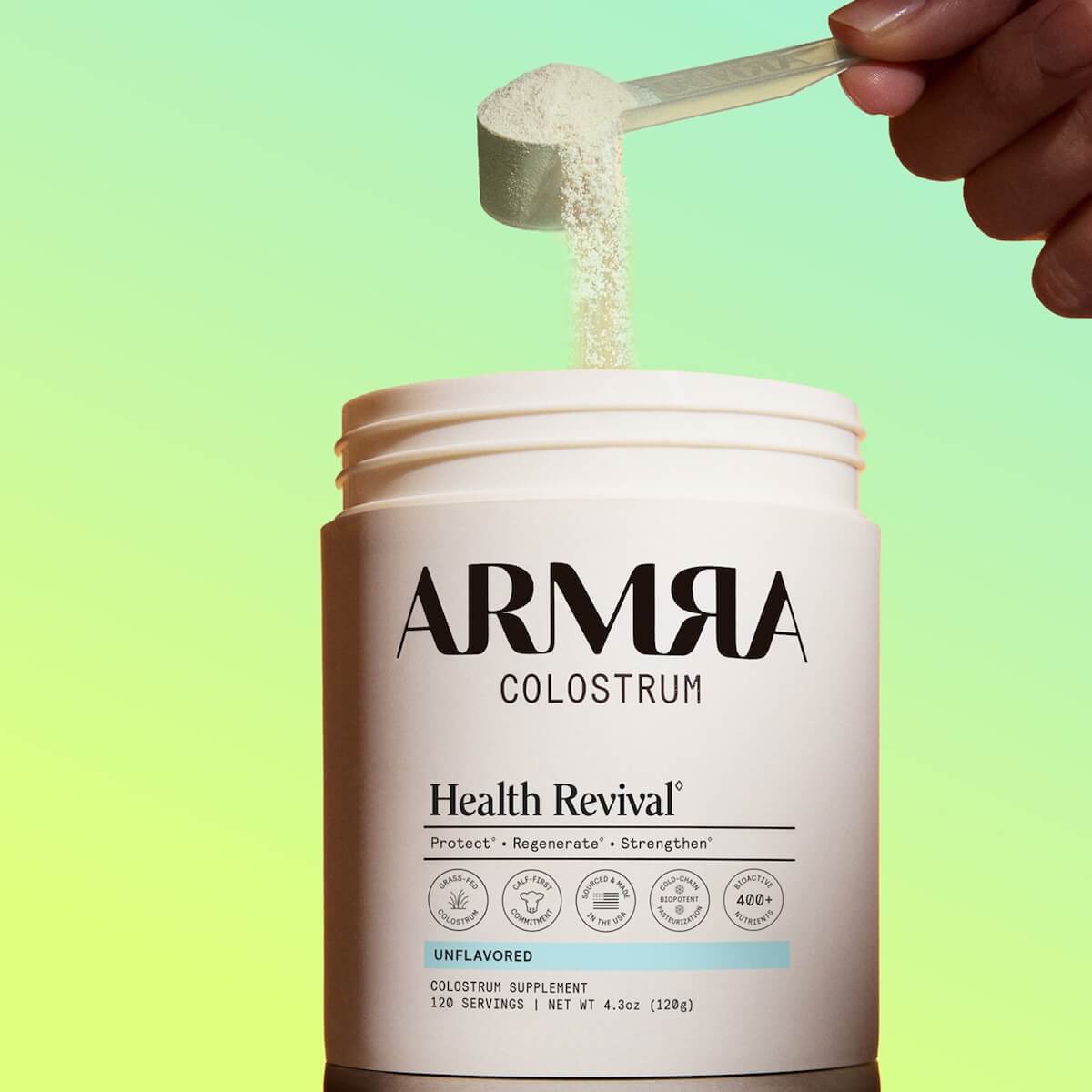 ARMRA Colostrum™ Powder | Unflavored | Gut Health & Bloating | Skin & Hair | Immunity | Keto, Gluten & Fat-Free | 120 Servings
